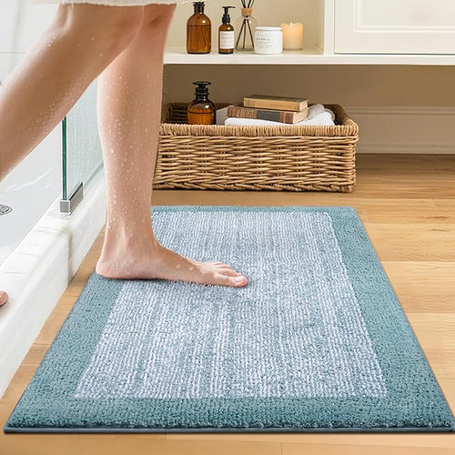 Bathroom Rugs 24x17 Non Slip Washable, Dusty Blue Bath Mat - Image 2