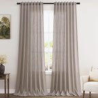 Brownish Grey Linen Curtains 96 Inches Long by Nanspring