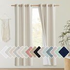 NICETOWN Natural Bedroom Full Blackout Linen Curtain Panels Set of 2, Thick by NICETOWN