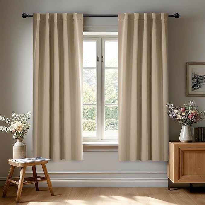 Deconovo Blackout Curtains, Thermal Insulated, W42 x L63 2 Panels, Back Tab by Deconovo