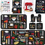 Fourluoo 10 Pcs Black Food Kitchen Decor and Accessories Set