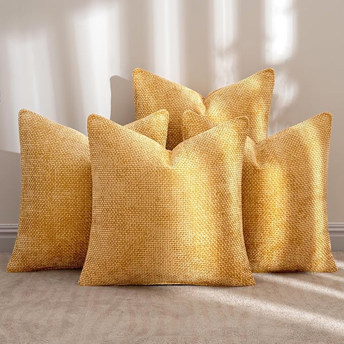 MIULEE Pack of 4 Couch Throw Pillow Covers 18x18 Inch Gold Soft Decorative - Image 2