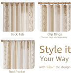 jinchan Belrose 4 Panel Curtains Set 90 Inch Length Floral Curtains Linen Blend - Image 5