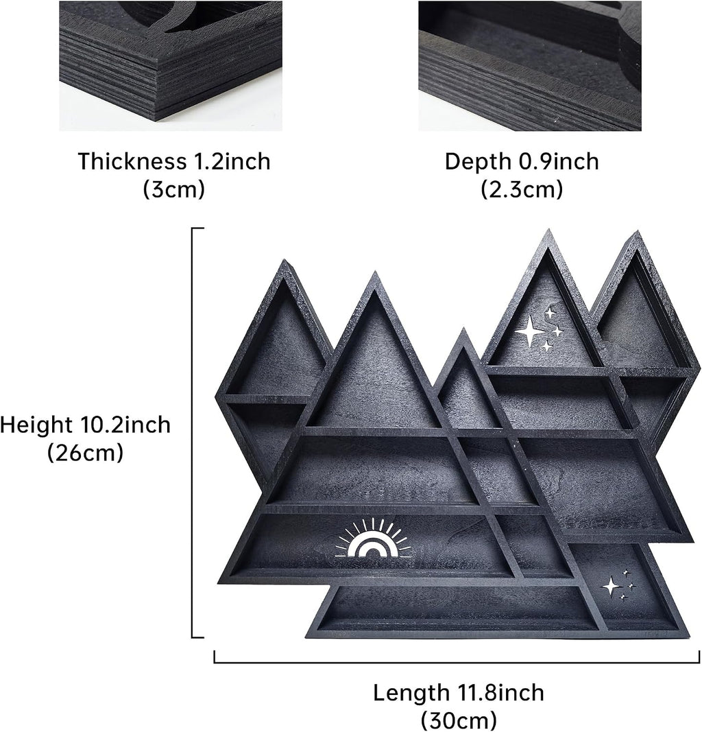 Triangle Mountain Crystal Shelf Display, Trinket Shelf, Rock Display Case