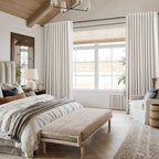 Beige White 100% Blackout Linen Curtains 90 Inch Length 2 Panels Set - Image 8