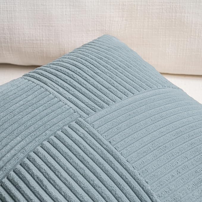 Fancy Homi Set of 2 Light Blue Decorative Throw Pillow Covers 20x20 Inch - Image 4