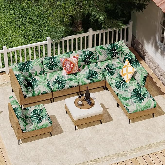 14Pcs Outdoor Cushion Covers, Patio Cushion Covers, Stretch Elastic Slipcovers - Image 6