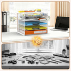 Docnest 5 Tier Desk Organizer with Hanging File Folder Holder&Tray, White