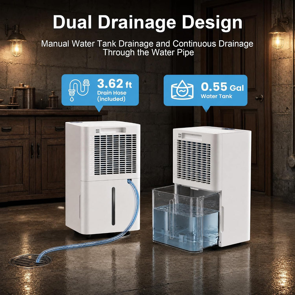 Uthfy 38 Pints Energy Star Most Efficient 2025 Dehumidifier for Basement with Drain Hose, 3000 Sq. Ft Dehumidifiers for Home, Bedroom, Bathroom, Garage, 3 Modes, 24H Timer, Smart Humidity Control