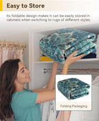 Area Rugs 7ft Washable Non-Slip, Floral Vintage Distress Print Pattern - Image 5