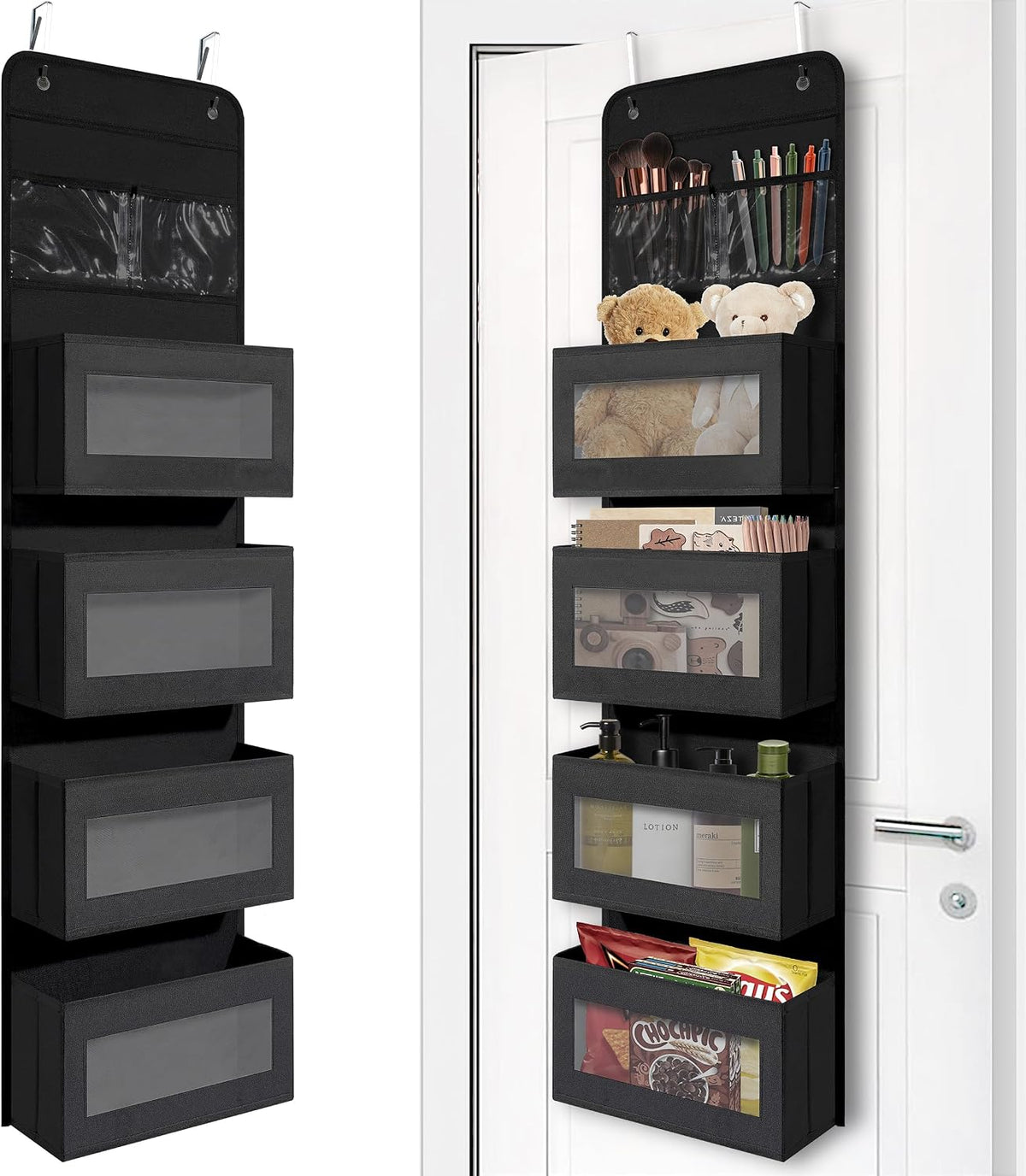 GCreation Over Door Organizer for Bedroom Bathroom Pantry, 5 Shelf Black
