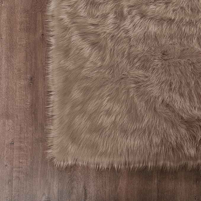 Goolela Fluffy Faux Fur Rug for Bedroom Light Brown Beige 2x3 Furry Fuzzy - Image 8