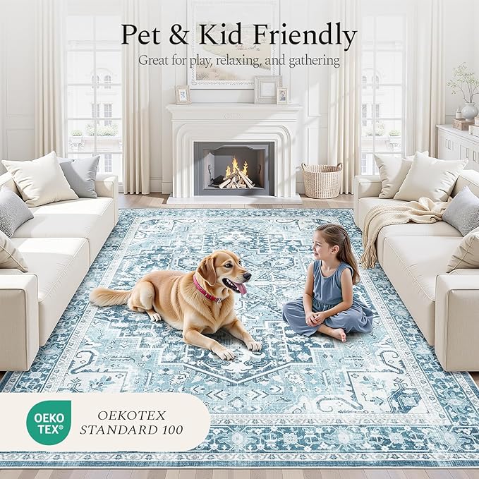 Rugflix 5x7 Area Rugs for Living Room, Machine Washable Rug Non Slip Stain - Image 5