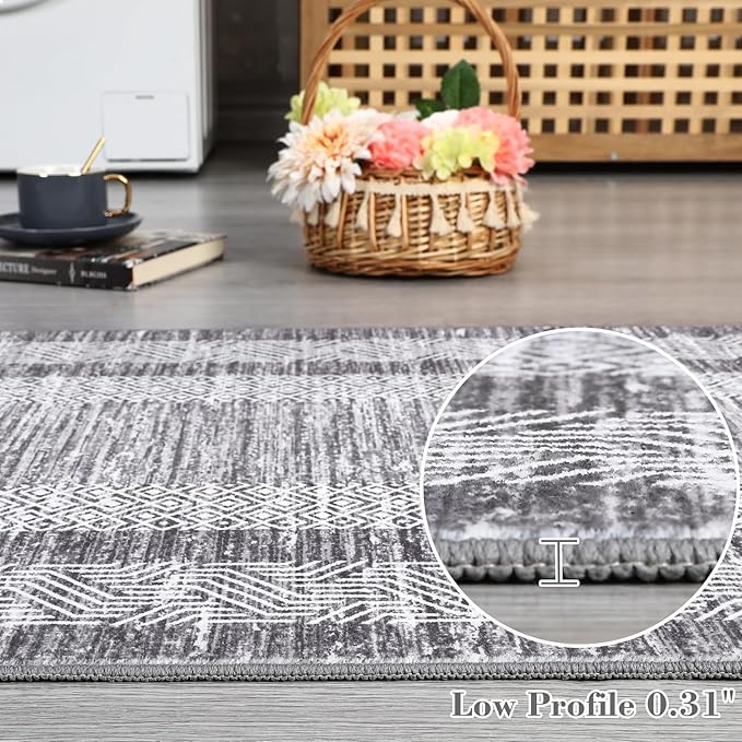 GarveeHome 2.5x8 Modern Bordered Runner Rug Soft Non Slip Washable Floor Carpet - Image 5