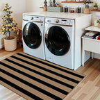 Black Tan Striped Entry Rug - Image 7