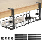 Under Desk Cable Management Tray, Xpatee Upgraded Wire Management No Drill No Screws, Cable Tray with Clamp for Wire Organizers, Computer Cord Rack for Office, Home - No Damage to Desk White