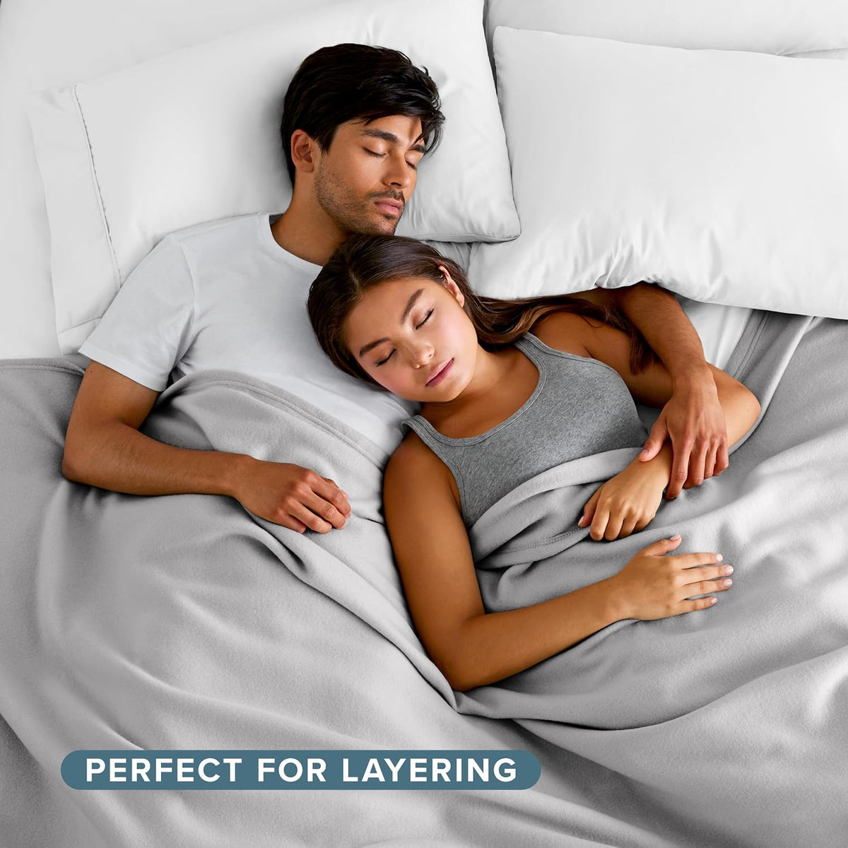 Bare Home Polar Fleece Blanket (Full/Queen, Light Grey)