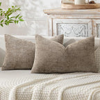 MIULEE Pack of 2 Lumbar Couch Throw Pillow Covers 20x12 Inch Neutral Khaki by MIULEE