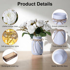 3 Pcs Mason Jar Table Centerpieces for Dining Room with Wood Tray&Led Light