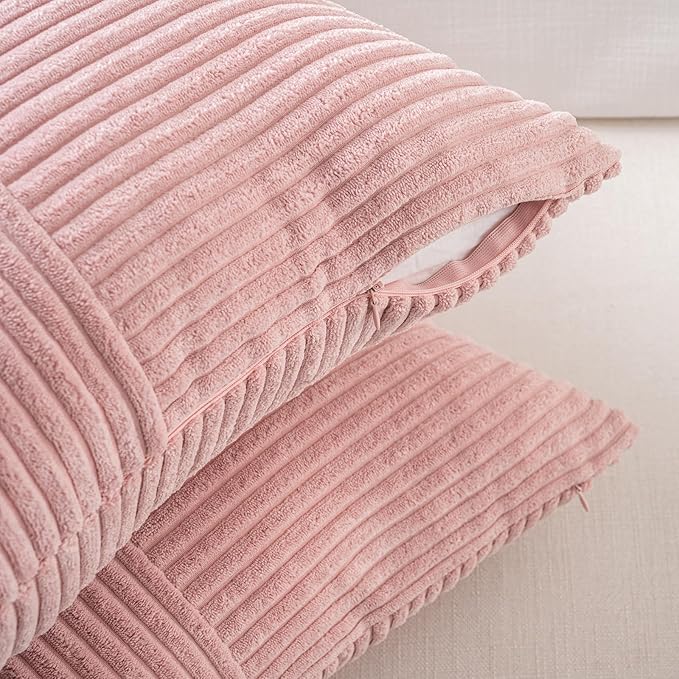 Fancy Homi 2 Packs Blush Pink Euro Decorative Throw Pillow Covers 26x26 Inch - Image 4