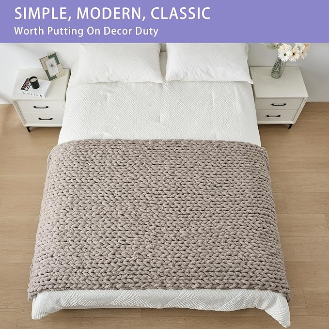 Bigacogo Chunky Knit Throw Blanket - Image 3