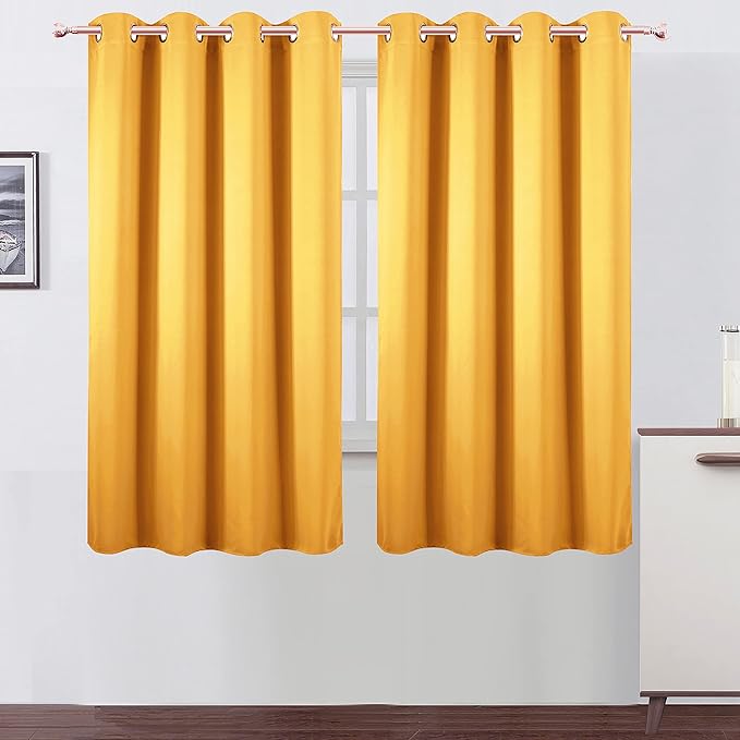 LEMOMO Yellow Blackout Curtains 66 x 63 Inch Length/Set of 2 Curtain by Lemomo