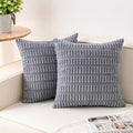 Pack of 2 Corduroy Decorative Throw Pillow Covers 20x20 InchSoft Boho Striped by Unknown