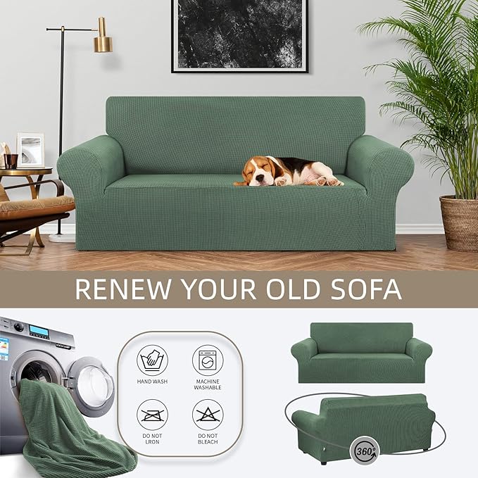 KEKUOU Stretch Loveseat Sofa Cover Slipcover, Couch Covers - Image 3