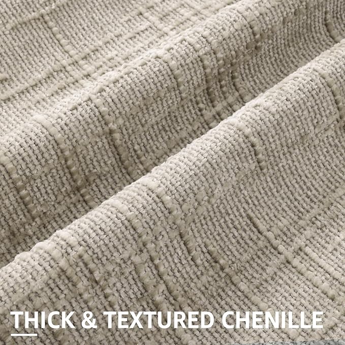 decorUhome Light Brown Chenille Throw Pillow Covers 16x16 Set of 2 Textured - Image 2