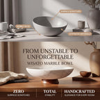 Decorative Marble Bowl White - Removable Acacia Wood Pedestal - 10"