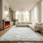ONASAR Cream White Area Rugs 9x12 Living Room, Ivory Large Fluffy Shag Bedroom by ONASAR
