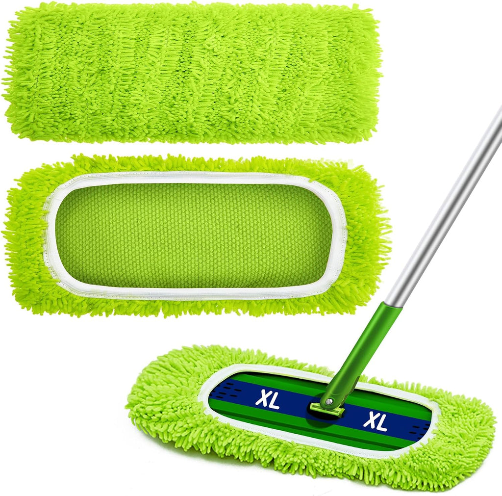 Toulite 6 Pcs Reusable Microfiber Mop Pads Compatible with XL, Green, White