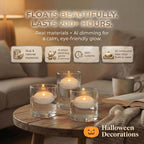 Aignis 24 Pack Waterproof Flameless Floating Candles, 200-Hour Battery Operated 2.2" LED Tea Lights, Water-Activated Flickering Warm White Glow for Halloween, Wedding Centerpieces, Pool