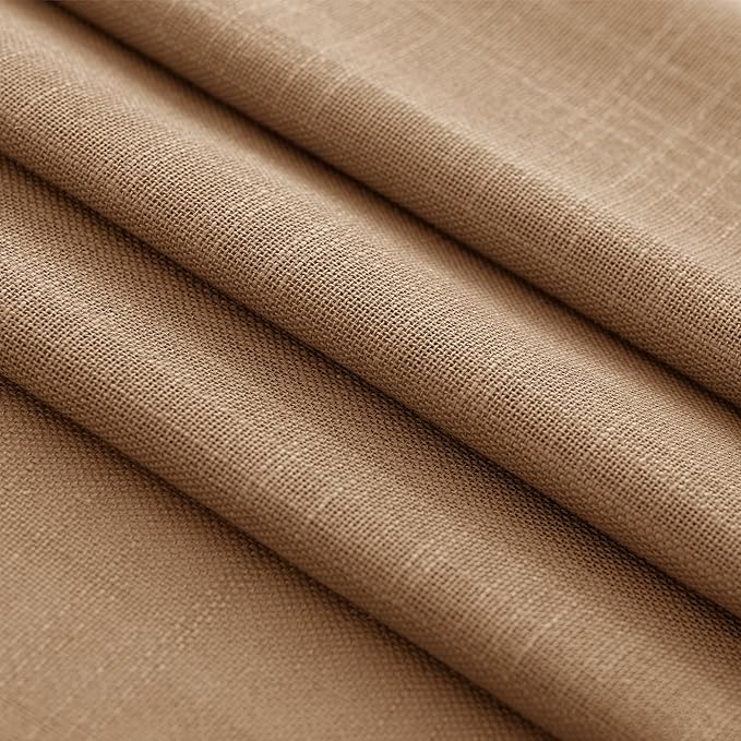 Brown Curtains for Living Room Back Tab Modern Farmhouse Semi Sheer Brown - Image 5