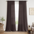 Nanspring Cocoa Coffee Linen Blend Light Filtering Back Tab Curtains 96 Inches by Nanspring