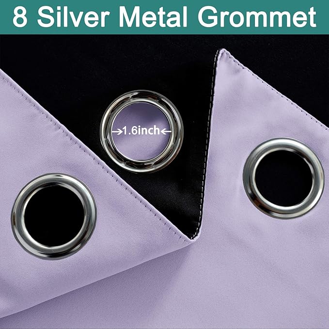 Yakamok Full Blackout Curtains 45 Inches Long, 2 Thick Layers Grommet Top - Image 6