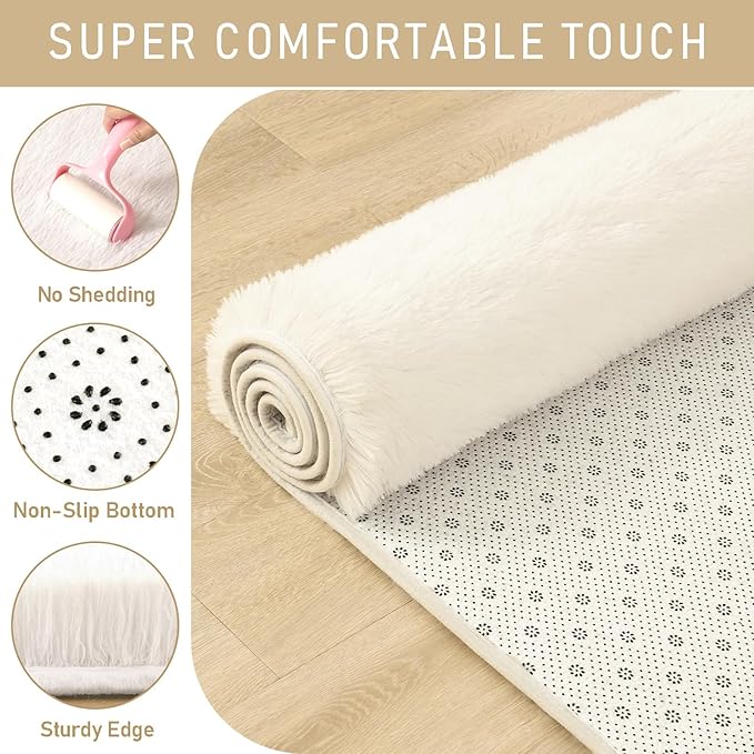 LOCHAS Ultra Soft Indoor Modern Area Rugs 2' x 4', Fluffy Living Room Carpets - Image 5