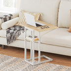 HOOBRO Foldable C Shaped End Table, C Shaped Side Table with Storage Shelf