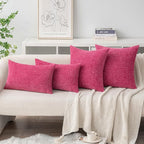 MIULEE Pack of 2 Couch Throw Pillow Covers 18x18 Inch Soft Hot Pink Chenille - Image 4