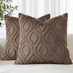decorUhome Throw Pillow Covers 22x22 Inch Set of 2, Soft Plush Faux Wool Brown by decorUhome