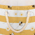 Animal Cute Bee Large Storage Basket Honeycomb Bee Round Laundry Basket with Handle Organization Collapsible Storage Bins Box Hamper for Kids Toy Clothes Nursery Bedroom Living Room Decor