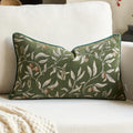 Alerfa Green Floral Throw Pillow Cover 12 x 20 Inch Rectange Luxury Decorative Lumbar Pillow Cover for Couch Living Room Bedroom