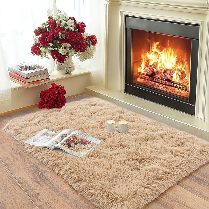 Pionblank Fluffy Small Rug for Bedroom 2x3 Feet, Shag Soft Area Rug, Modern - Image 3