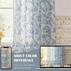 jinchan Linen Floral Curtains for Living Room 84 Inch Length Blue Printed - Image 5