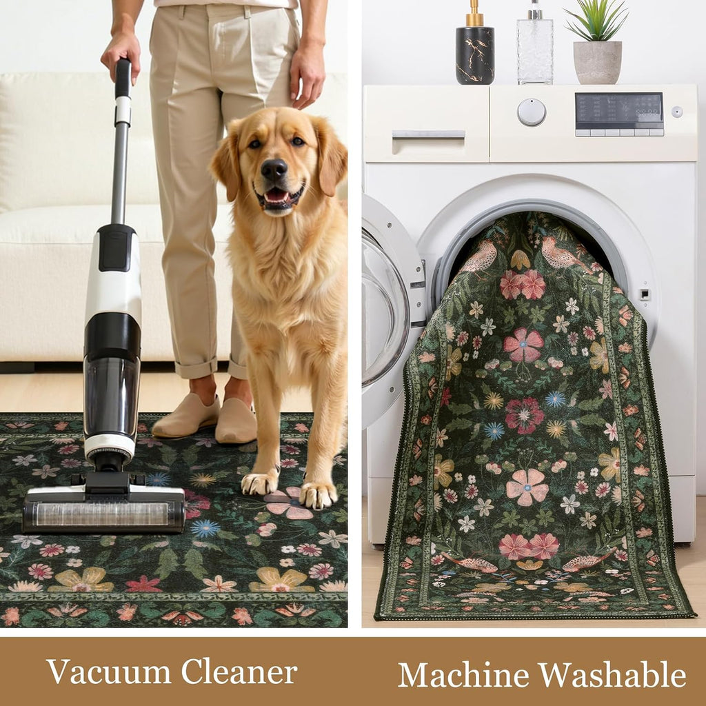 HEBE Boho Kitchen Rugs Set of 3, Non Slip Washable Kitchen Mats for Floor