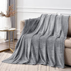 BEDELITE Fleece Throw Blanket for Couch – 3D Ribbed Jacquard Soft and Warm - Image 2
