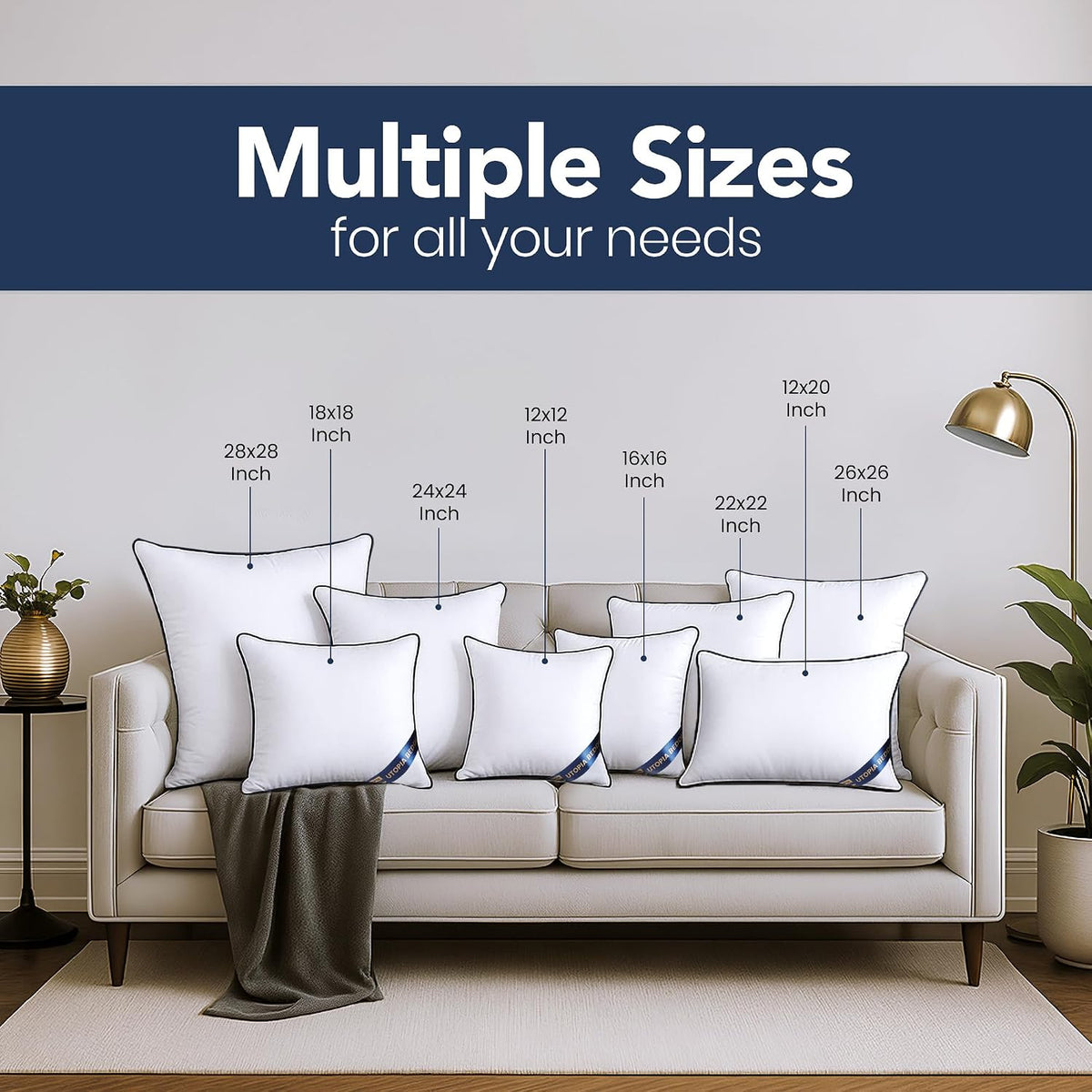 Premium Decorative Throw Pillow Inserts 18x18, Kids Throw Pillows, 4-Pack