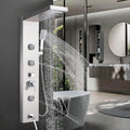 Shower Panel Massage Jets Rainfall Waterfall Shower Head, Shower Stainless Steel Wall Mount Massage Multi-Function Bathroom Shower Panel Tower System, Brushed Nickel……