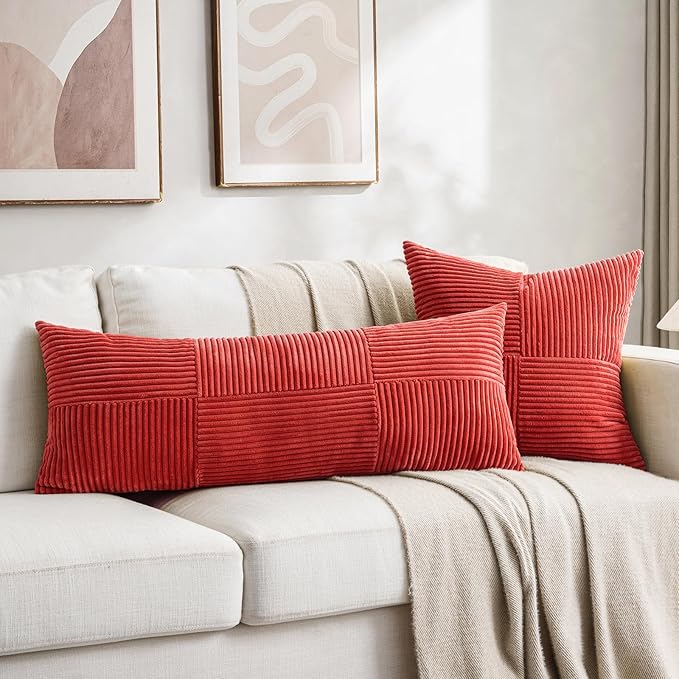 Fancy Homi 2 Packs Red Decorative Throw Pillow Covers 20x20 Inch - Image 6
