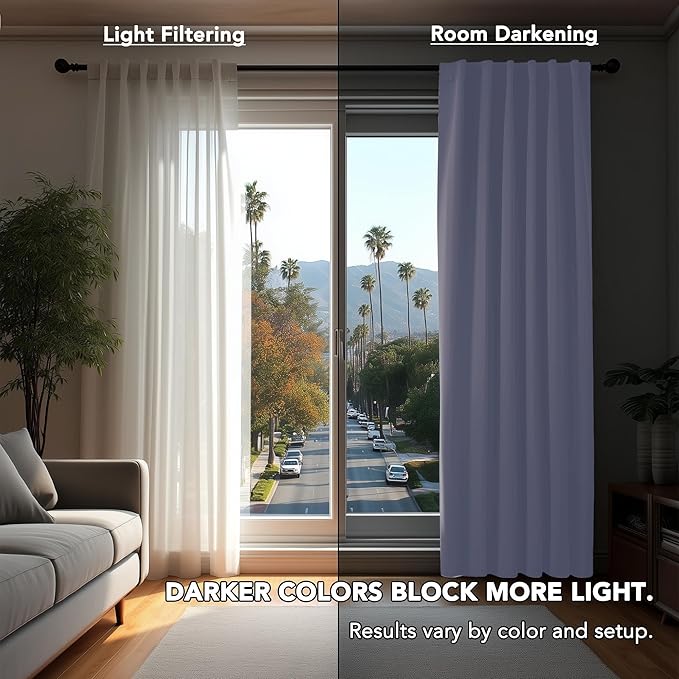 Deconovo Blackout Curtains, Thermal Insulated, W42 x L63 2 Panels, Back Tab - Image 3